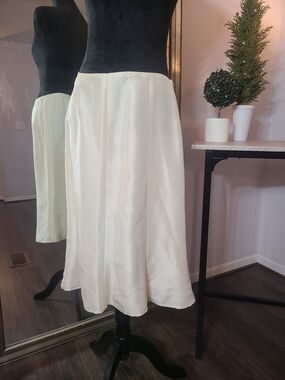 Cream Silk Midi Skirt with Flared Silhouette